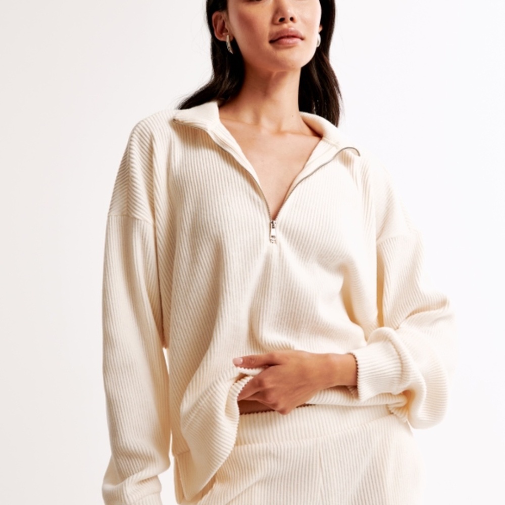 Abercrombie and Fitch Lounge Brushed Rib Half Zip
